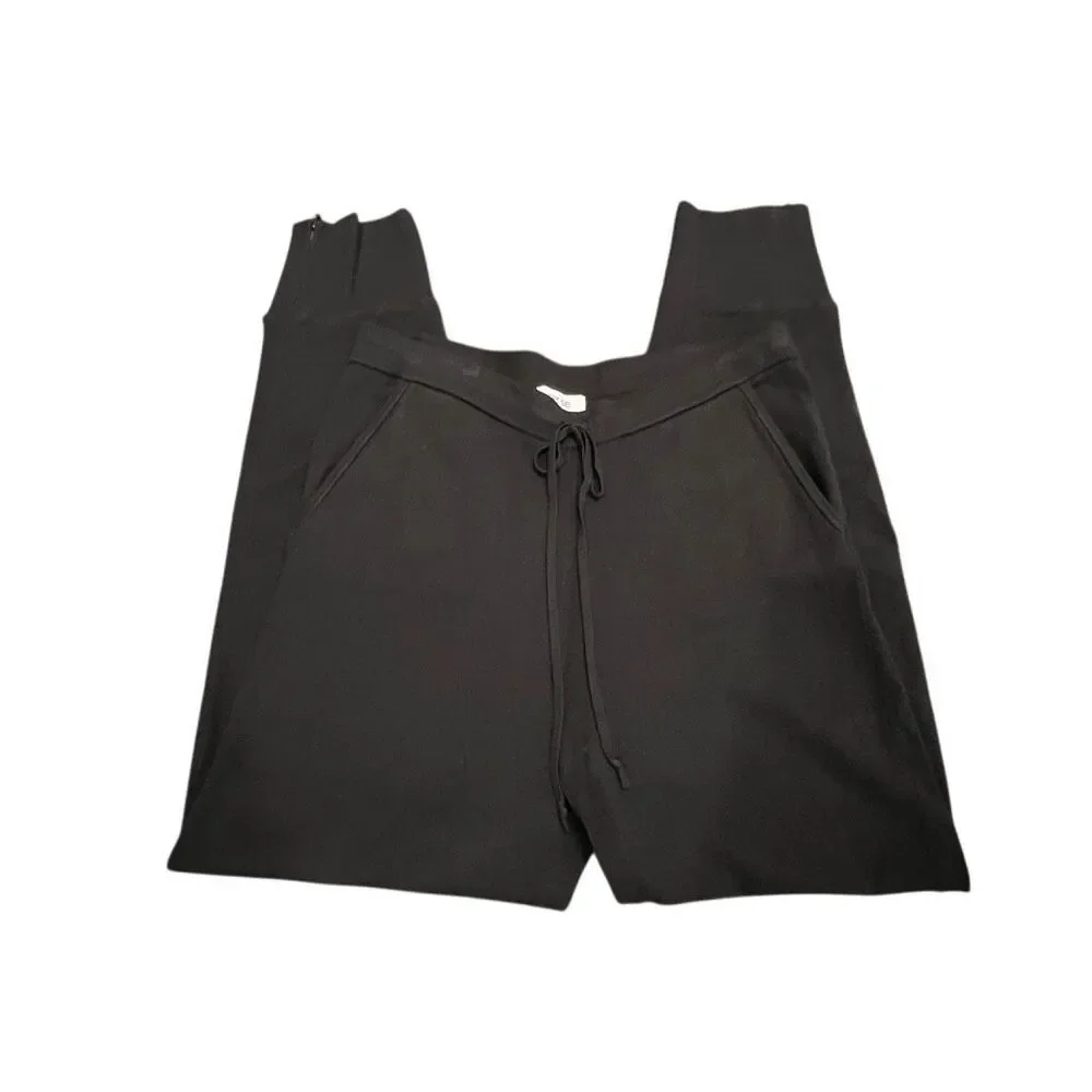 Per Se by Carlisle Women's Ankle Zip Drawstring Jogger Sweatpants Black Medium